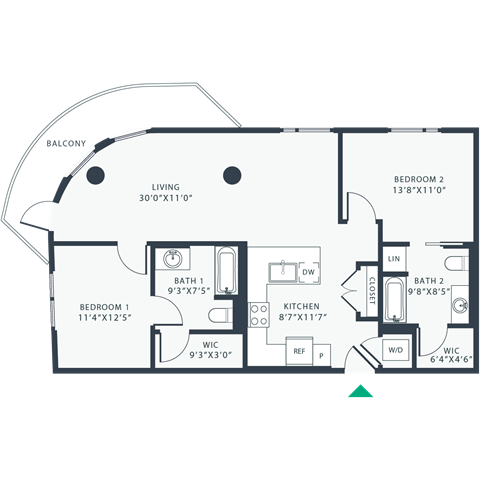 a floor plan of a bedroom apartment